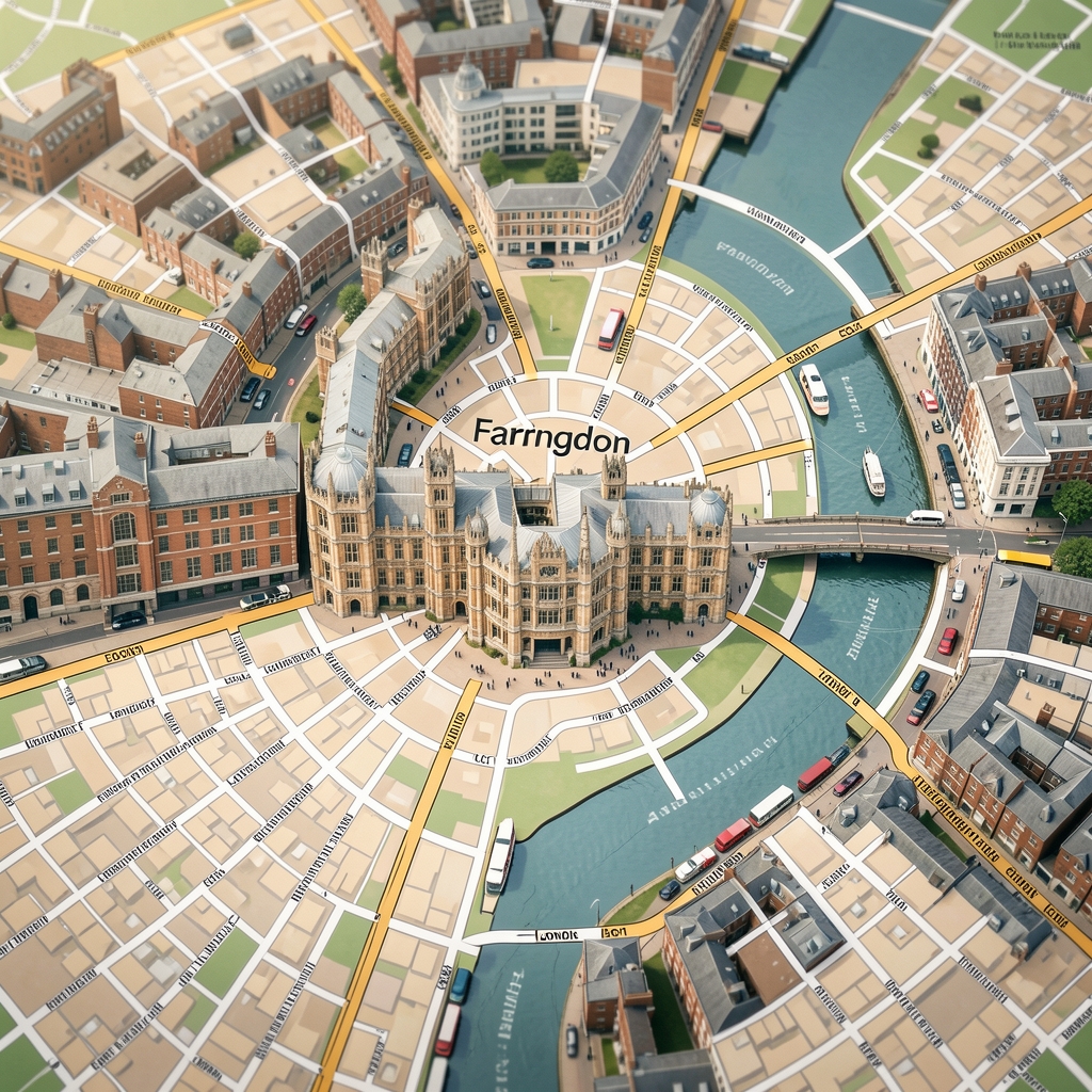 Location map showing Charterhouse Street in Farringdon, London EC1